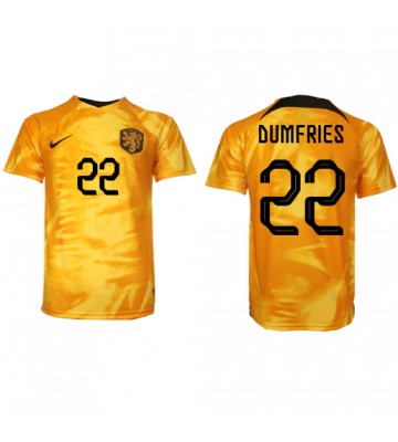 Holandia Denzel Dumfries #22 Koszulka Podstawowych MŚ 2022 Krótki Rękaw